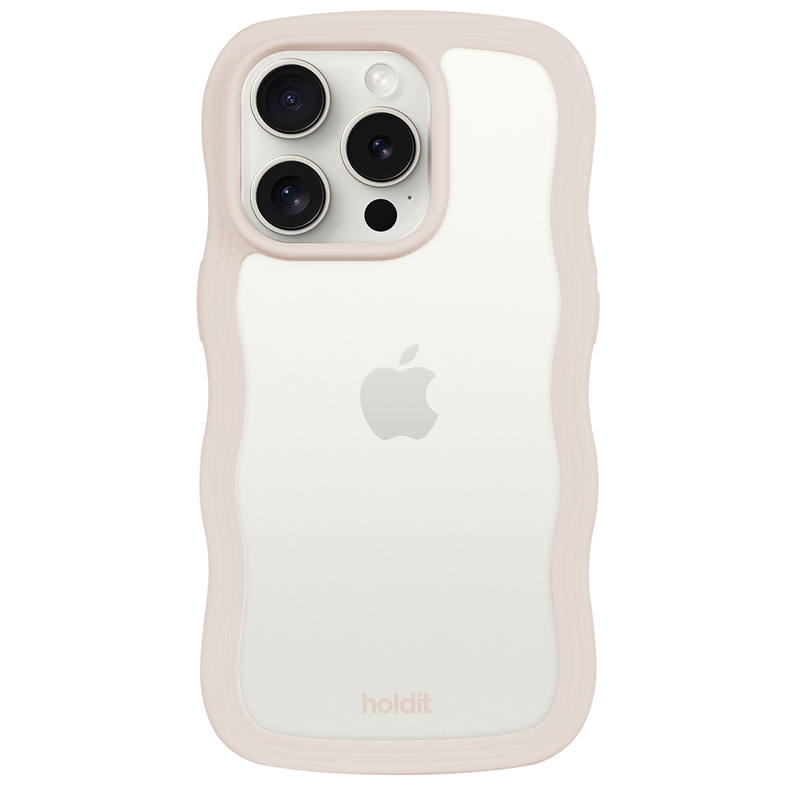 Holdit Mobilcover Wavy Transparent Beige iPhone 14 Pro 1