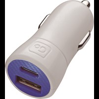 Go Travel Kabel In-Car USB-A& USB-C Char Hvid 1