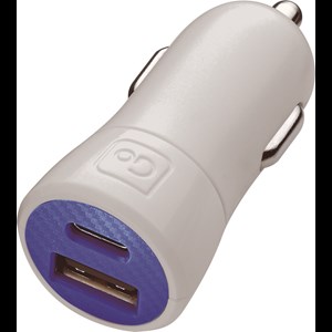 Go Travel Kabel In-Car USB-A& USB-C Char Hvid