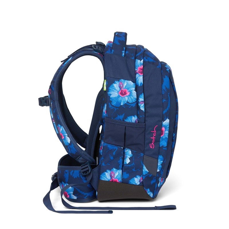 Satch Skoletaske Sleek Waikiki Blue Blå m/blomst 3