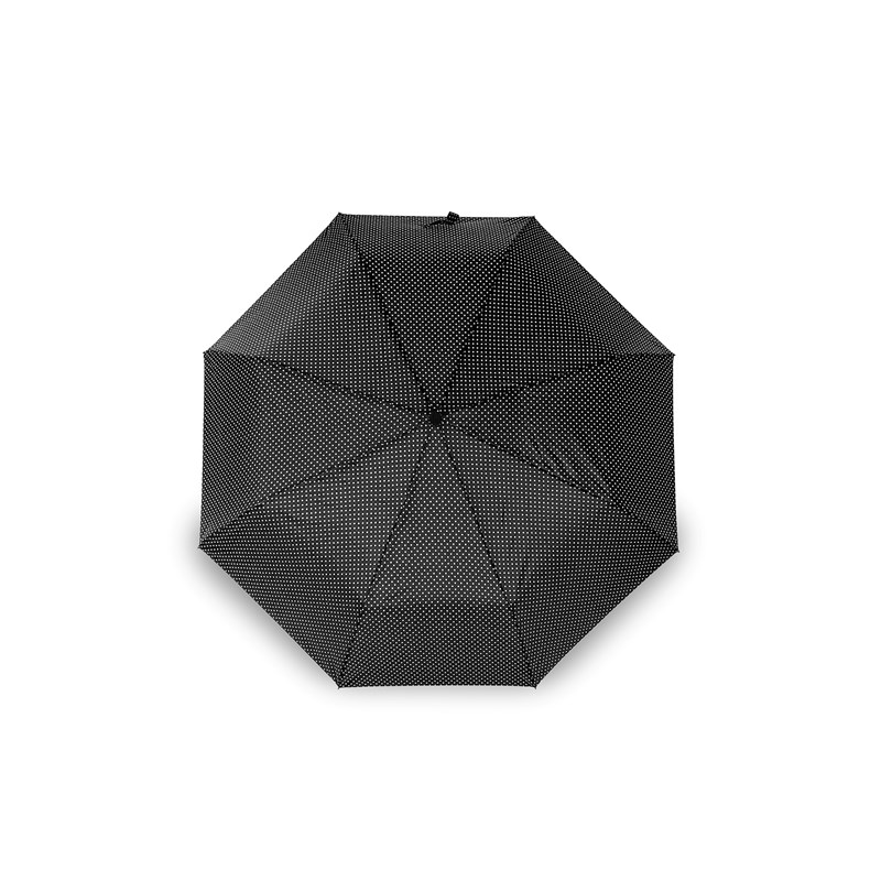 Aries Travel Paraply Regular Sort M. Hvide prikker 4