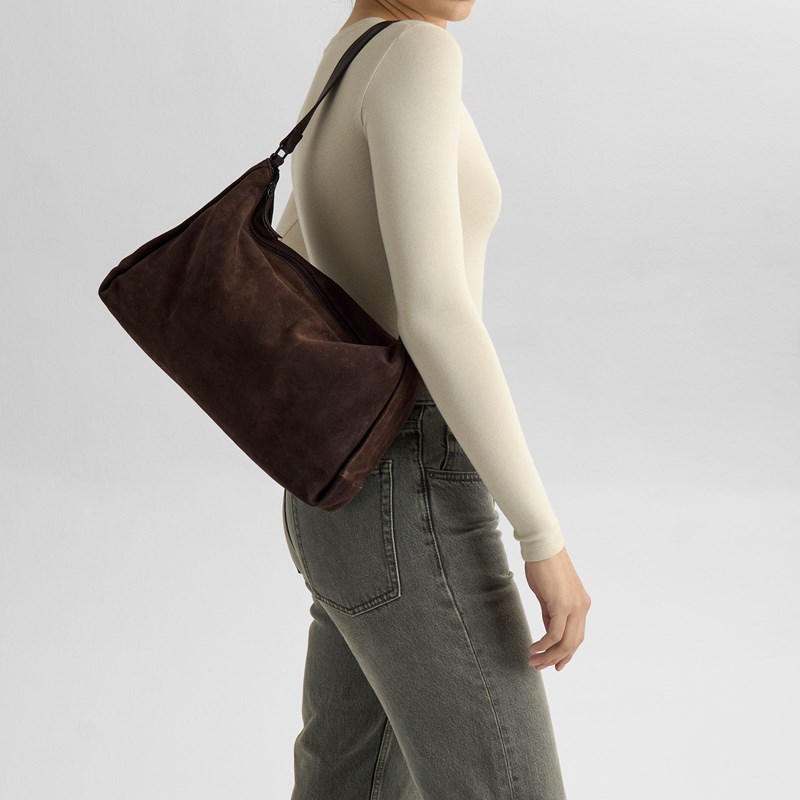 MARKBERG Skuldertaske Claudiambg Suede M. Brun 2