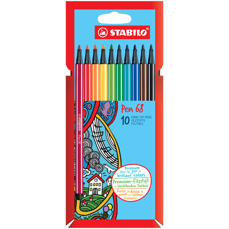 STABILO Tuscher Pen 68, 10-pack Multi