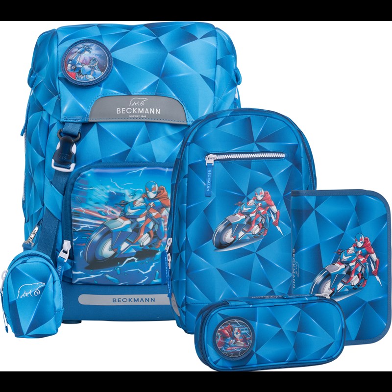 Beckmann Skolväskeset Classic Bl. Light Blå/Röd 1