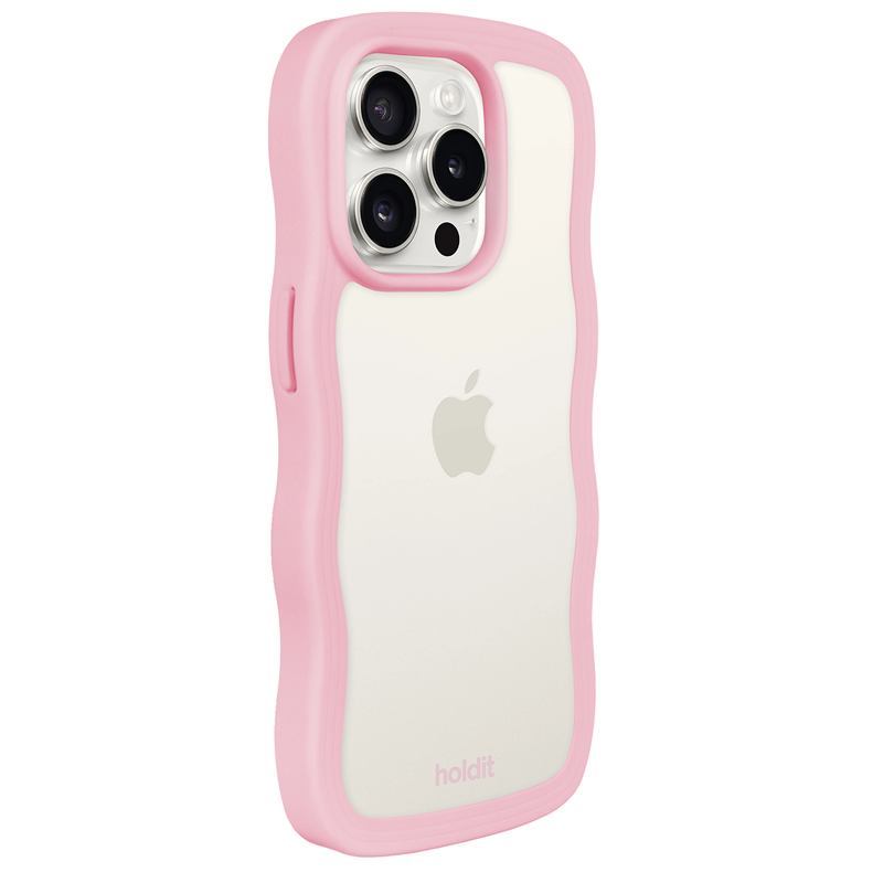 Holdit Mobilcover Wavy Transparent Pink iPhone 14 Pro Max 3