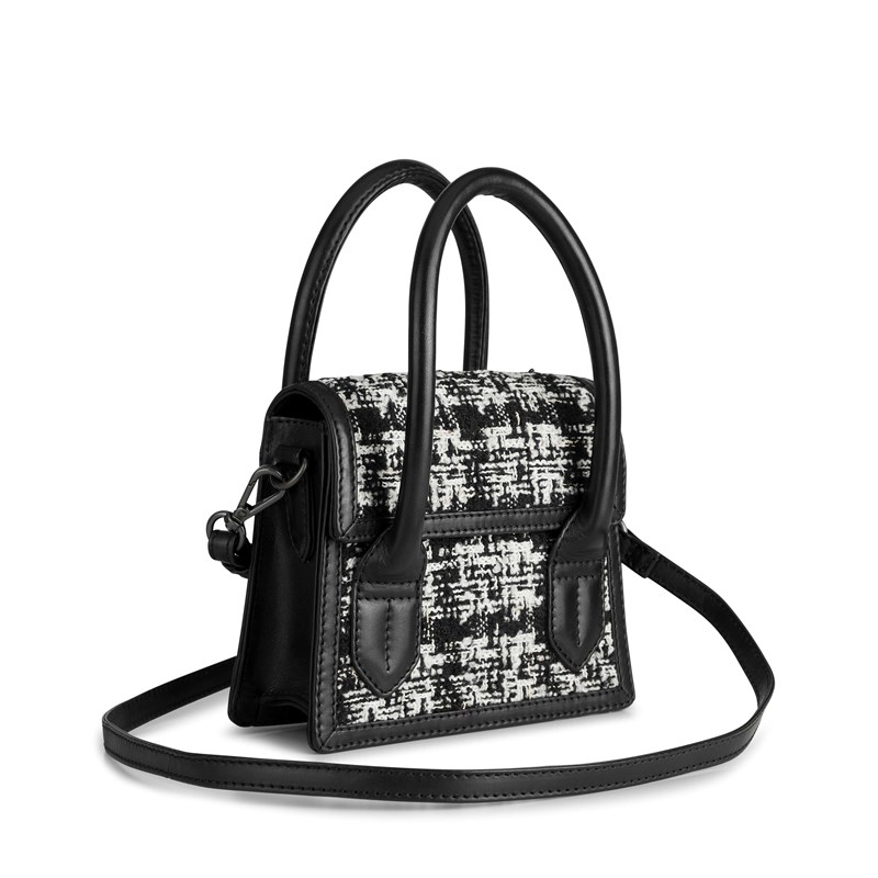 MARKBERG Håndtaske Vivienne Tweed Mix Sort/hvid mønster 4