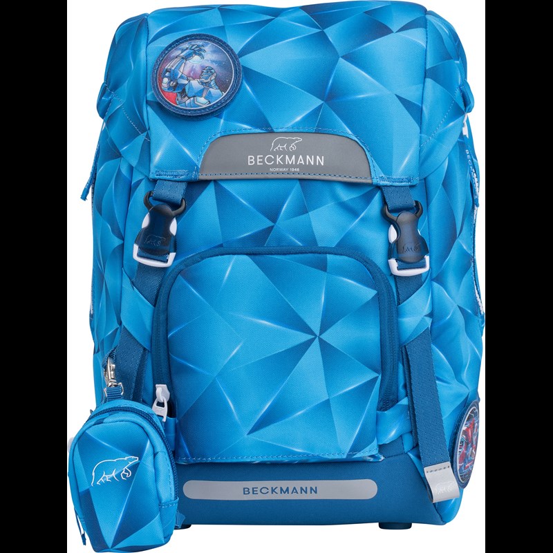 Beckmann Skoletaske Classic Blue Light Blå/rød 3