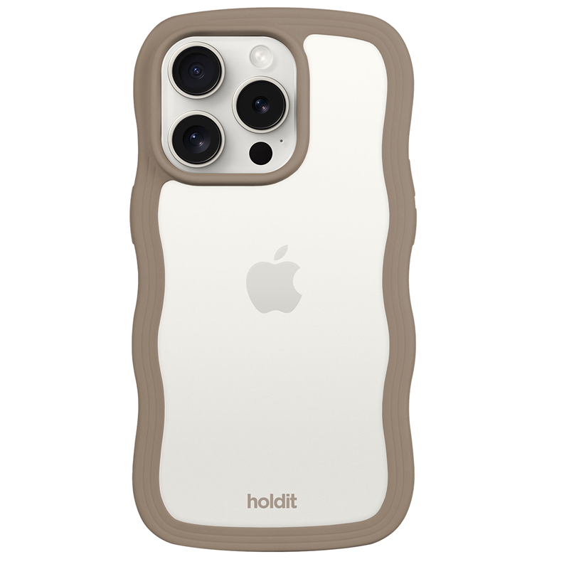 Holdit Mobilfodral Wavy Transparent Mocca Brun Iphone 15 Pro 1