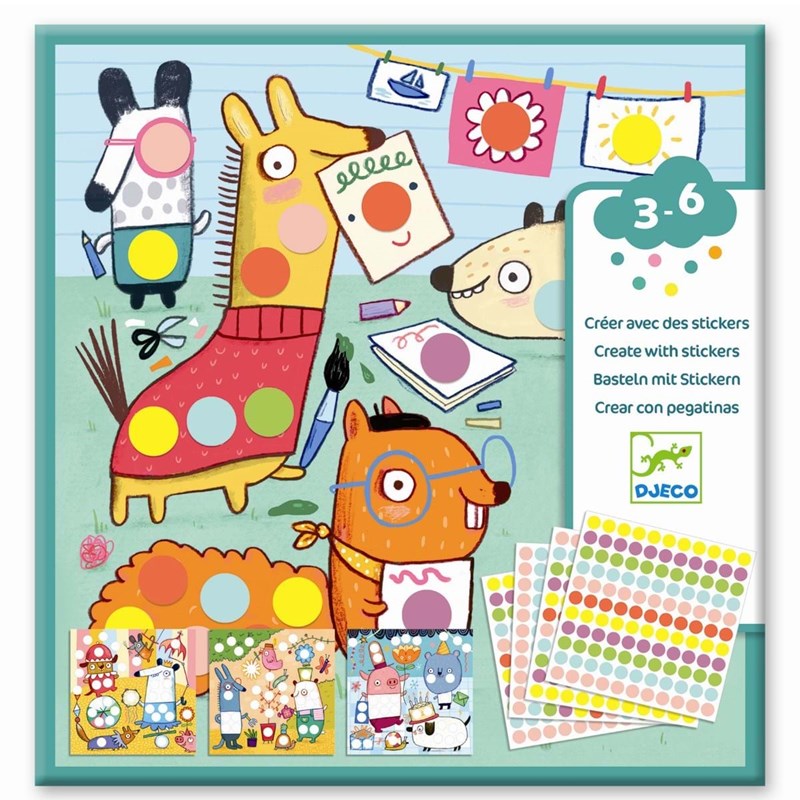 DJECO Klistermærker Farvede prikke Multi 1