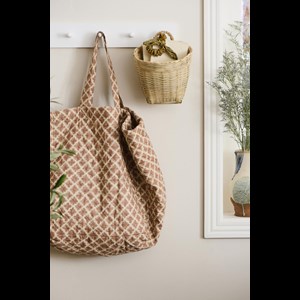 Ib Laursen Shopper Quiltet Natur m/blomst alt image
