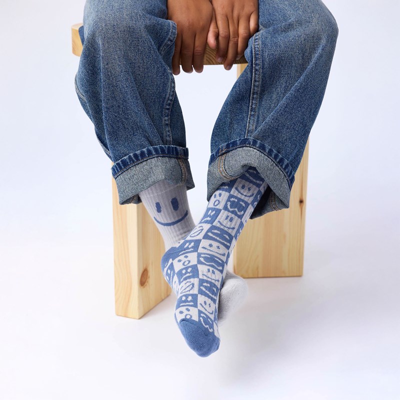 Molo Strømpe Norman 2-pak Blå/hvid 23-26 2