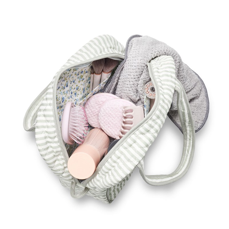 Karen Toilettaske  Hvid/grøn 2