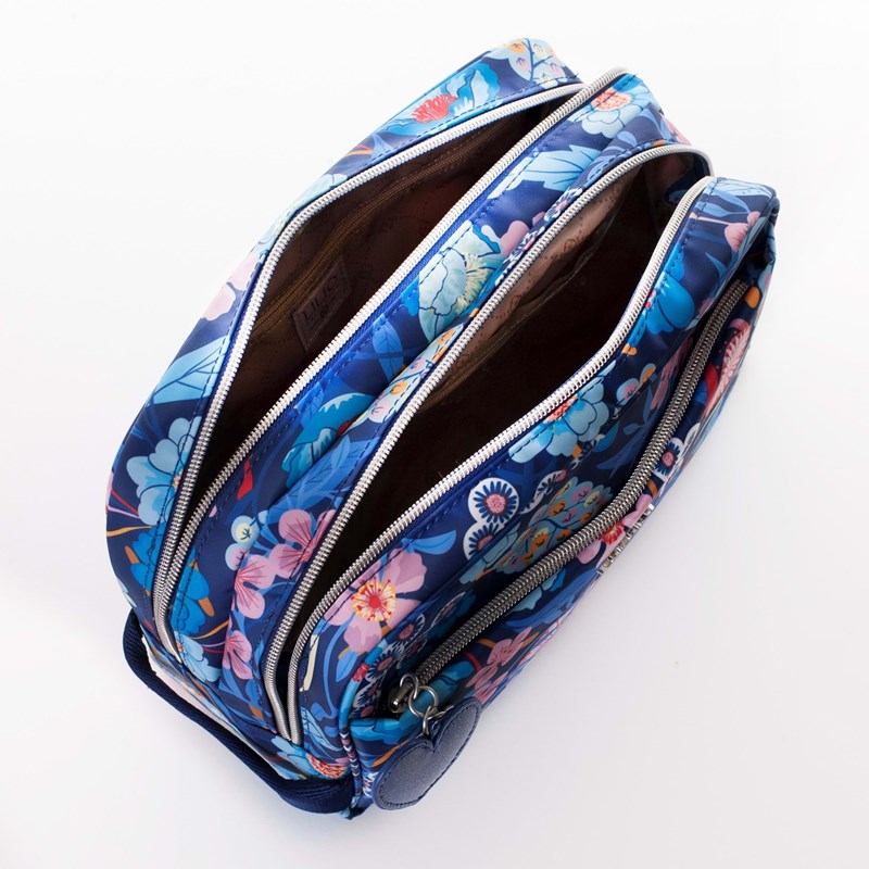 Lilió Toilettaske Cosmetic Blå m/blomst 6