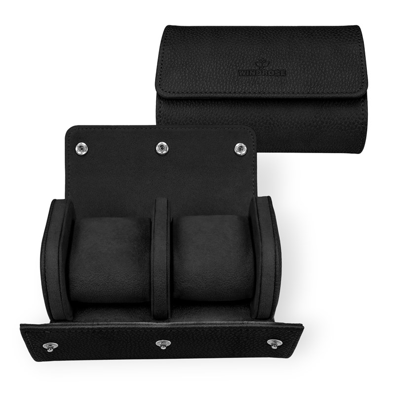 Windrose Klockbox för resor (2 klockor) Svart 1