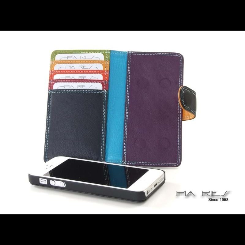 Pia Ries Mobilcover iPhone 5/5S m/RFID Sort m/strib 4