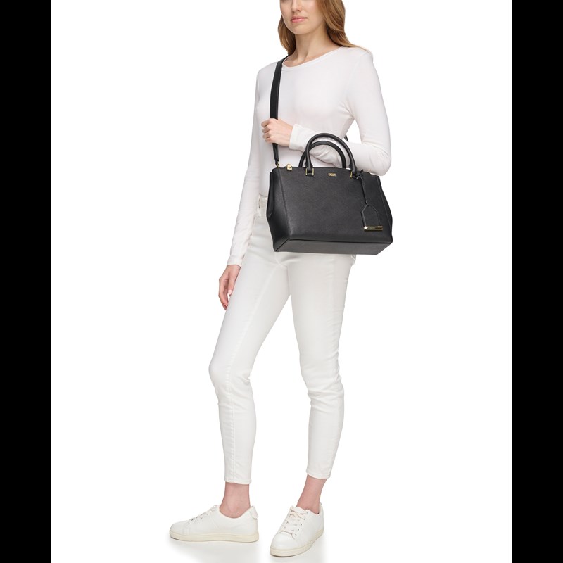 DKNY Handväska Bella Satchel Svart/Guld 6