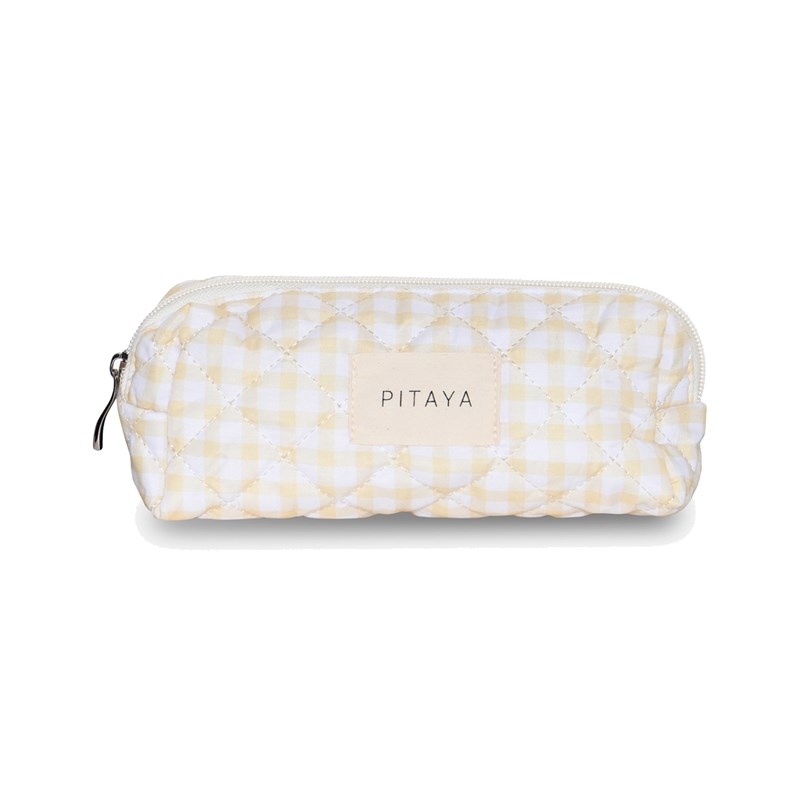 PITAYA Kosmetikapåse S Yellow Check Wit/gul
