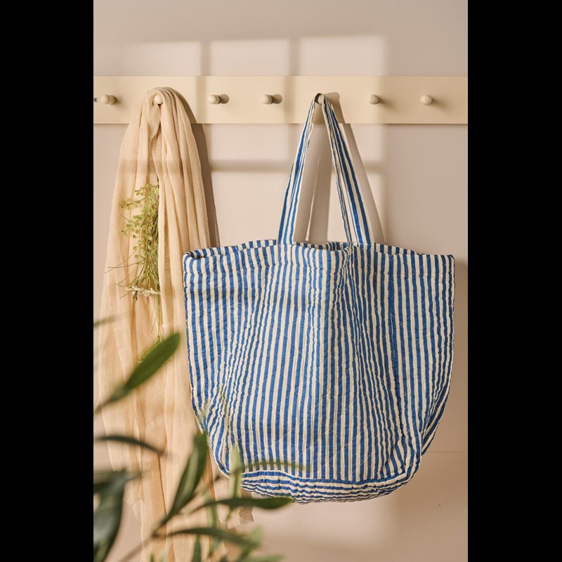 Ib Laursen Shopper Quiltet Blå rand 2