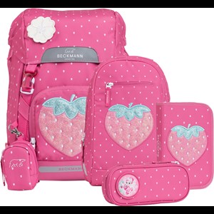 Beckmann Skoletaskesæt Classic Strawber Pink mønster