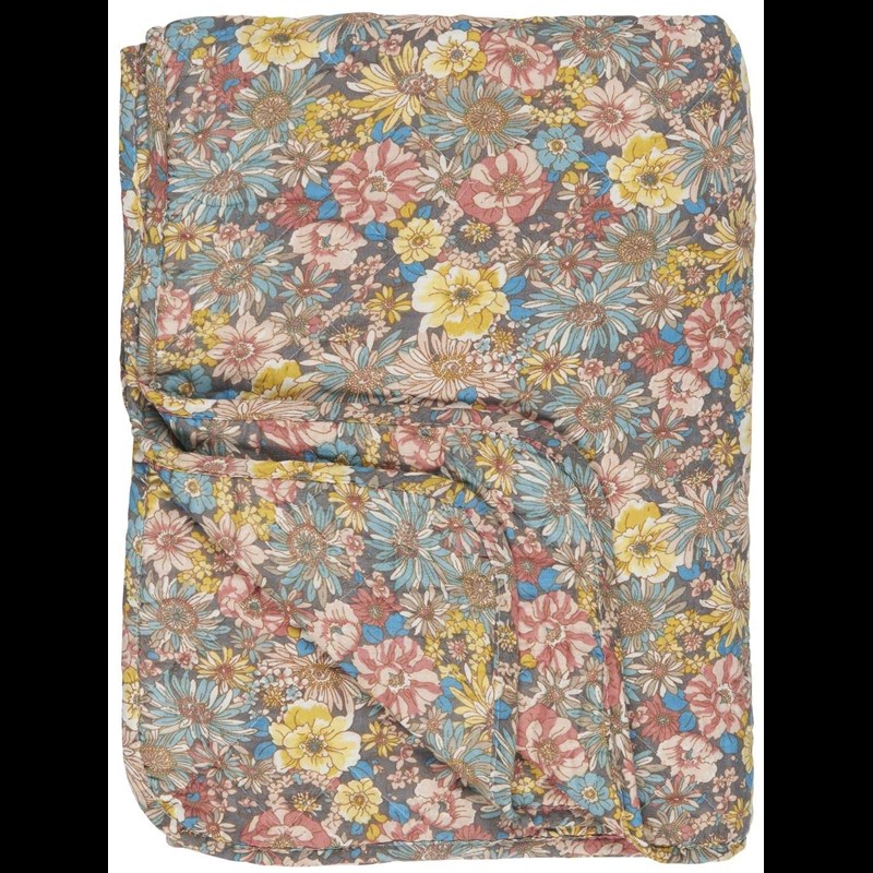 Ib Laursen Tæppe Quiltet Blomster Print 130x180 1