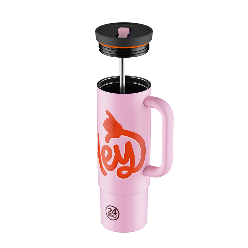 24Bottles Termokop Straw Cup Pink mønstret 2