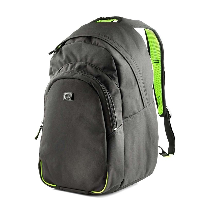 JEVA Skoletaske Sort/Grøn 15" 2