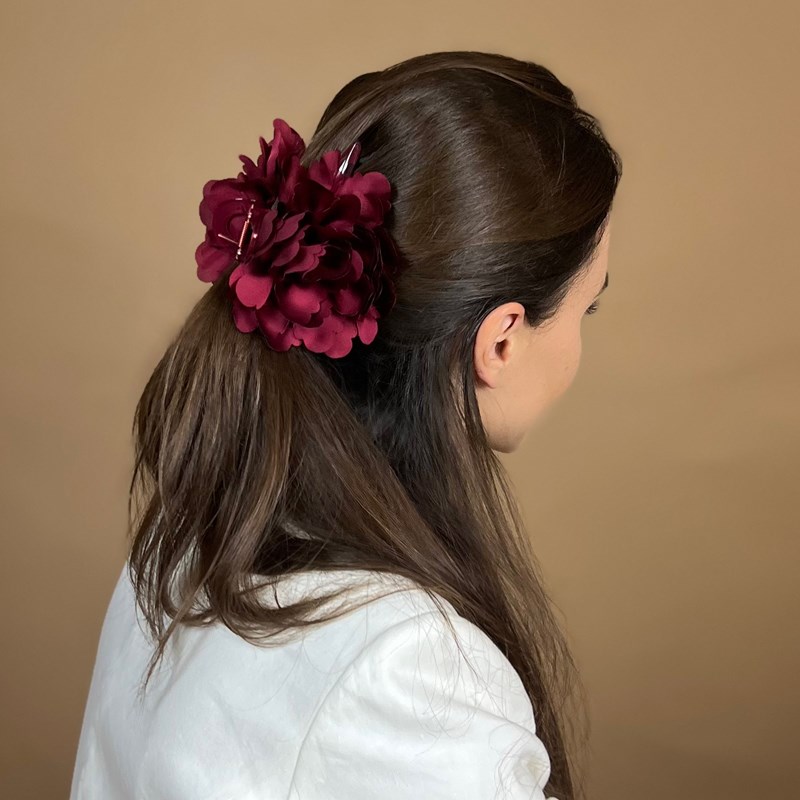 Conmé Hårklämma Lea Big Flower Bordeaux 3