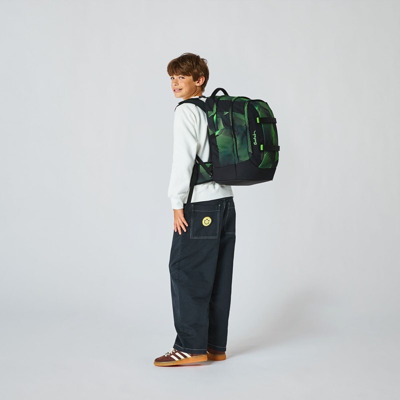Satch Skolväska Pack Seismic Green Grönt mönster 9