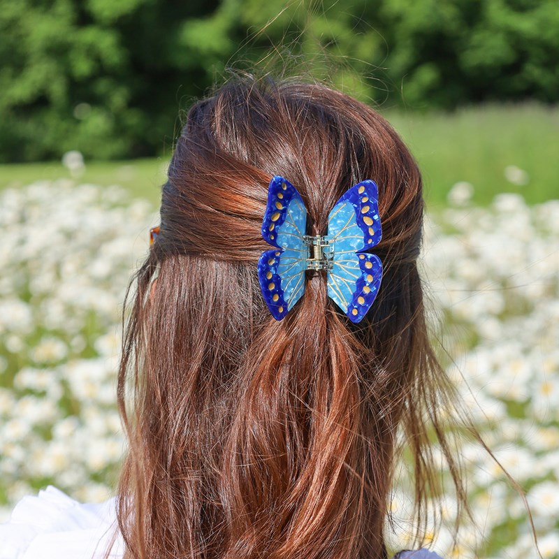 By Stær Hårklämma Morpho Fjäril Blå 2