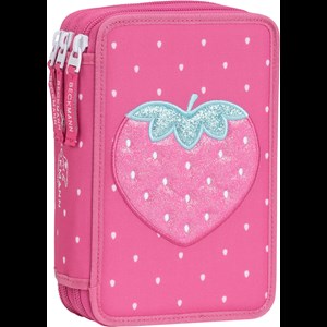 Beckmann Pennfodral Strawberry 3-lags Rosa mönster