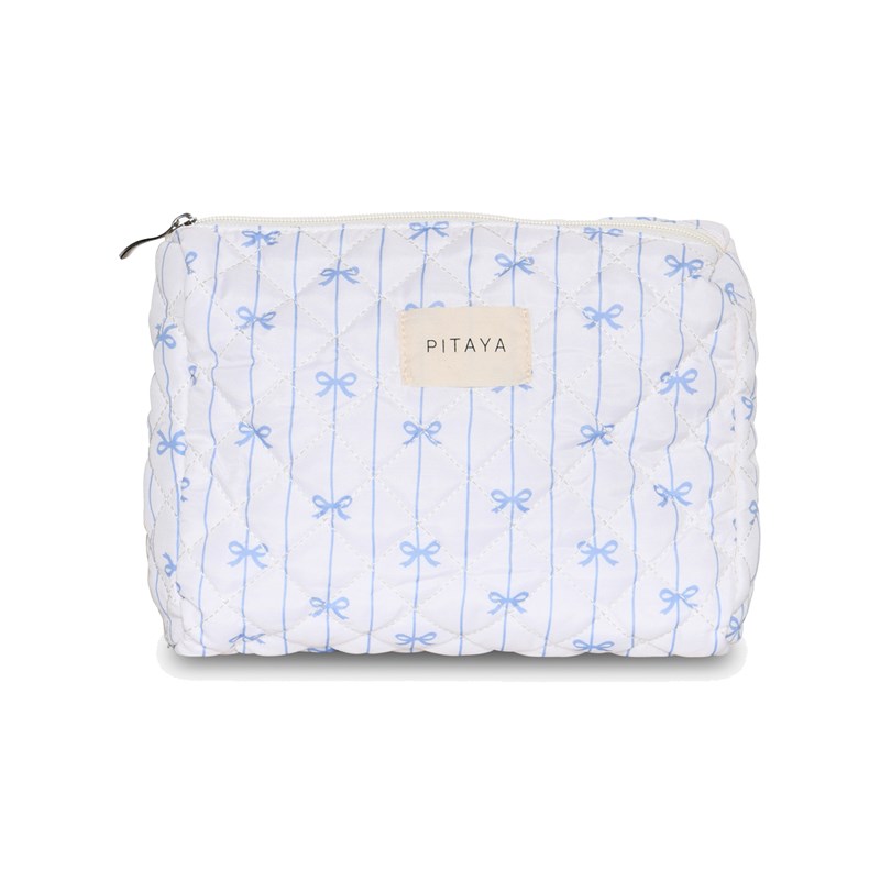 PITAYA Kosmetikapåse M Blue Bow Blå/Vit