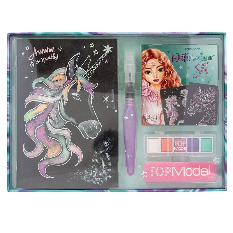 TOPModel Vattenfärgsset Metallic Svart med mönster 1