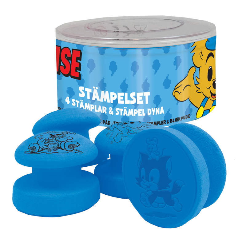 Bamse Stämpelsats 4 stk. Bamse Blå/Orange 1