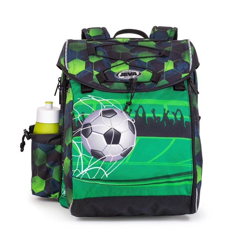 JEVA Skoletaske Intermediate Footba Grøn mønster 1