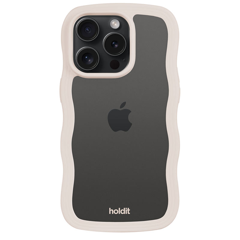 Holdit Mobilcover Wavy Transparent Beige iPhone 14 Pro 2