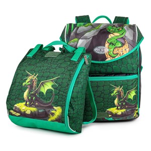 JEVA Skoletaskesæt Intermed Dragon Grøn