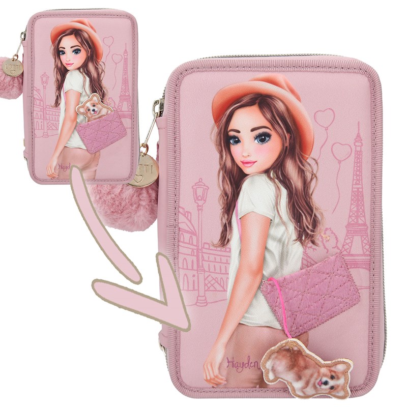 TOPModel Penalhus 3-lags med fyld Corgi Lyserød 2