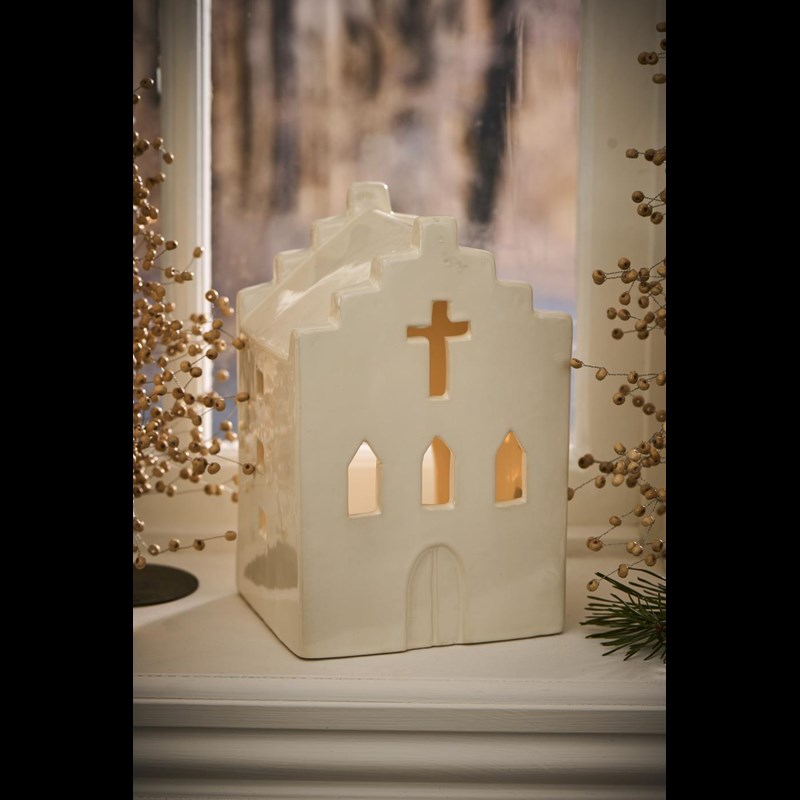 Ib Laursen Ljusstake Hus Kyrka Stillenat Creme 3