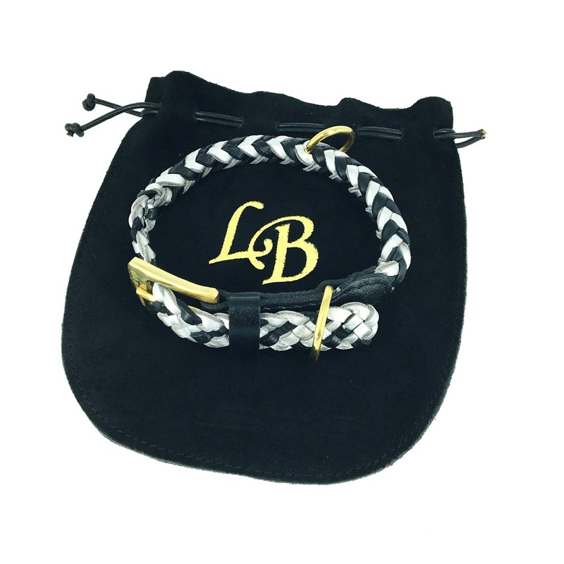 Leather by Beth Hundehalsbånd Maxiflet Sort/sølv Str M 6