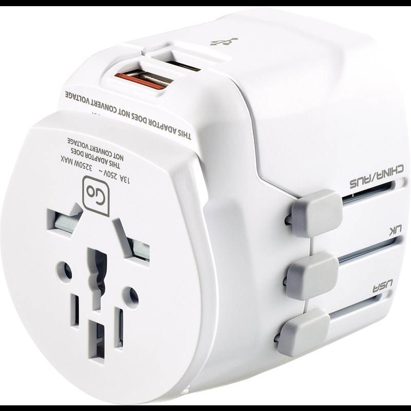 Go Travel Worldwide adaptor + USB Vit 8