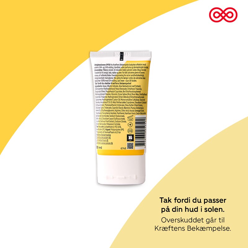 Kræftens Bekæmpelse Ansigtssolcreme SPF50 Hvid 4