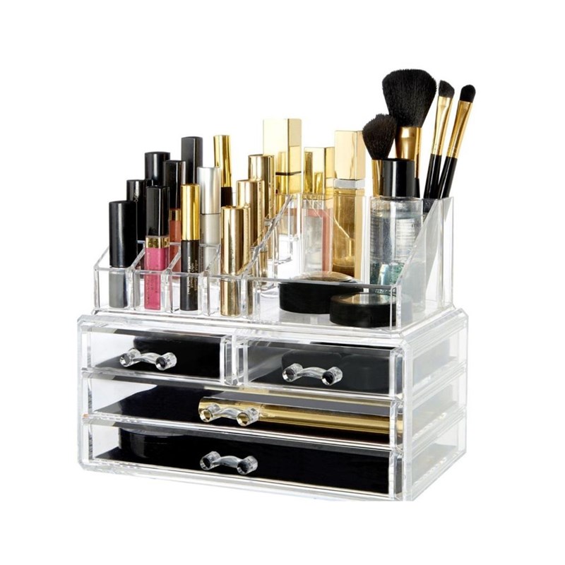 UNIQ Organizer makeup m/4 lådor Genomskinlig 4