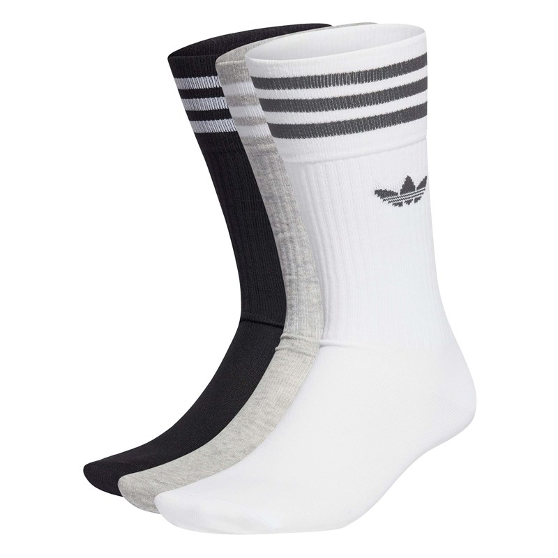 Adidas Originals Strømper Solid Crew 3-pak Sort/Grå/Hvid 43 1