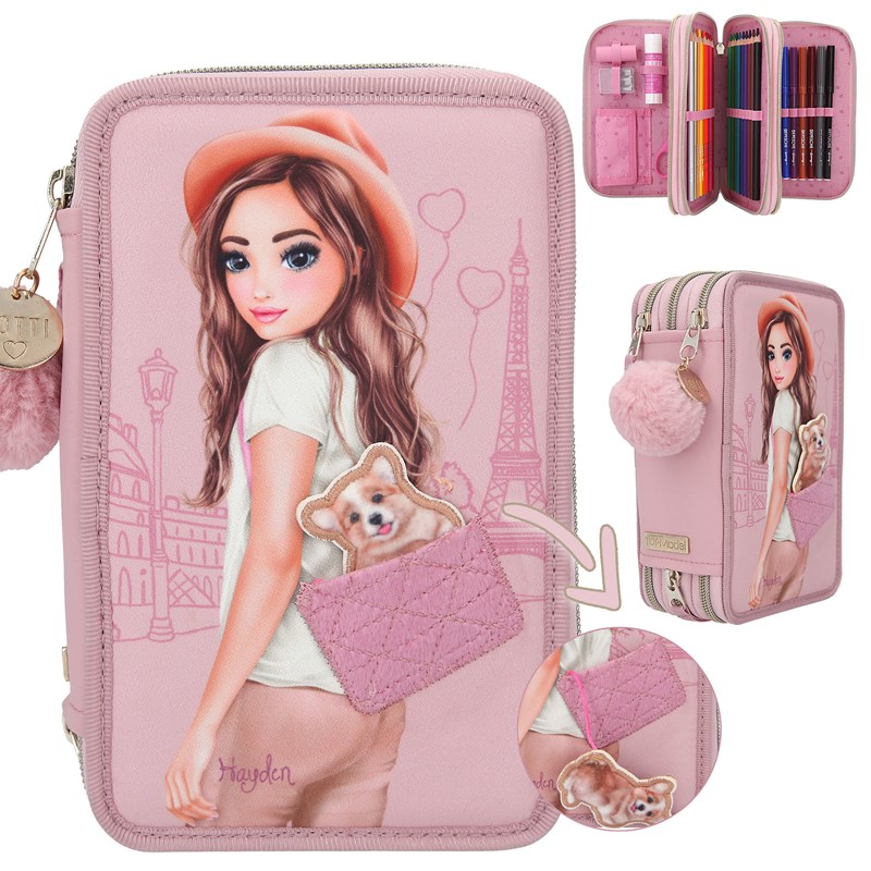 TOPModel Penalhus 3-lags med fyld Corgi Lyserød 9