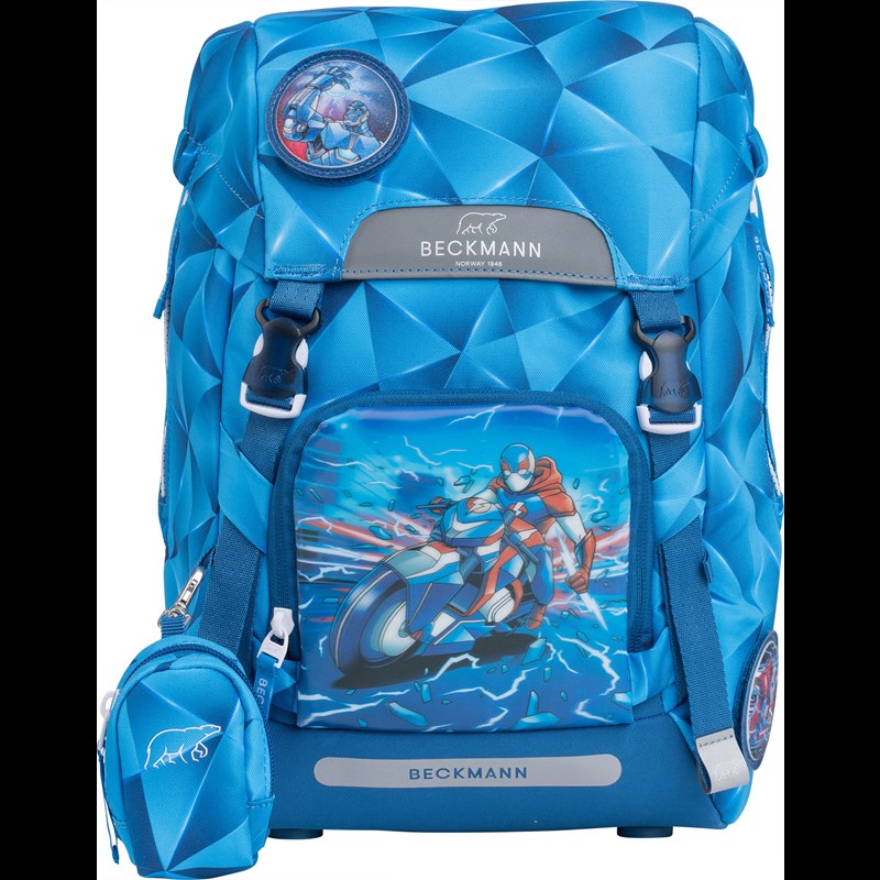 Beckmann Skolväskeset Classic Bl. Light Blå/Röd 3