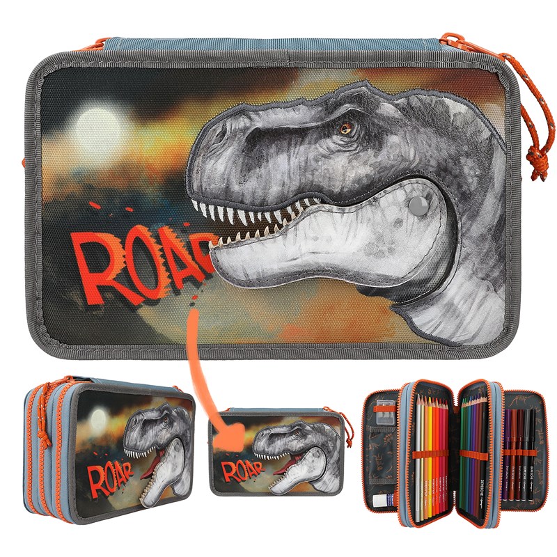 Dino-World Pennfodral 3-lags ROAR Fler färger 7