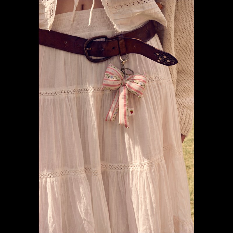 Maanesten Bag Charm Bow Summer Stripes Abrikos 2