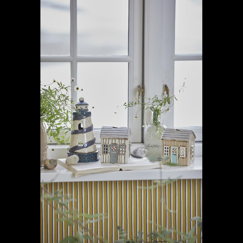 Ib Laursen Fyrfadsstage Fyrtårn Løkken Blå/hvid 3