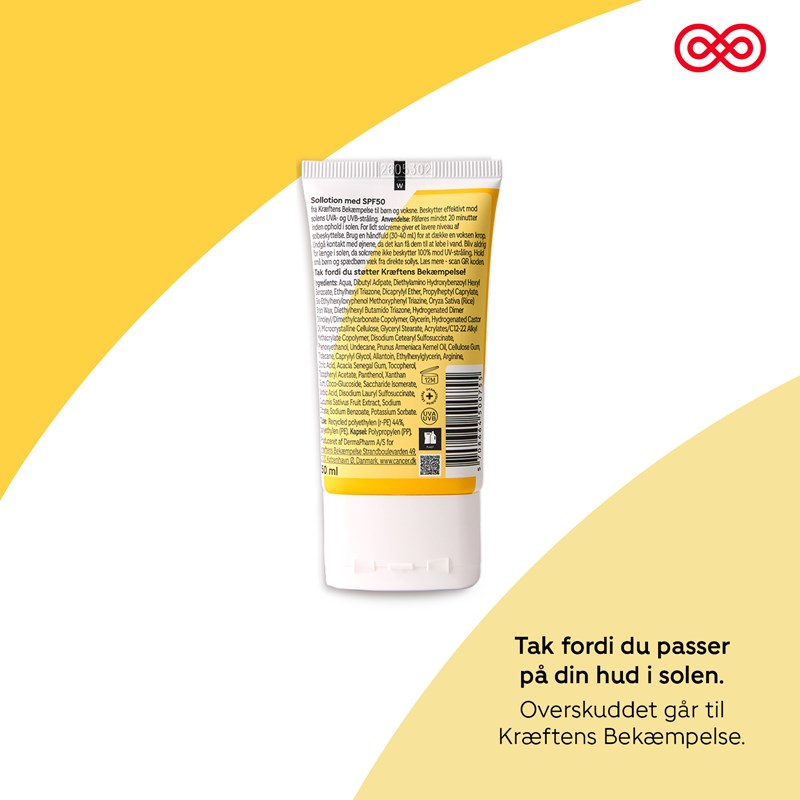 Kræftens Bekæmpelse Sollotion SPF50 TO GO Hvid 4