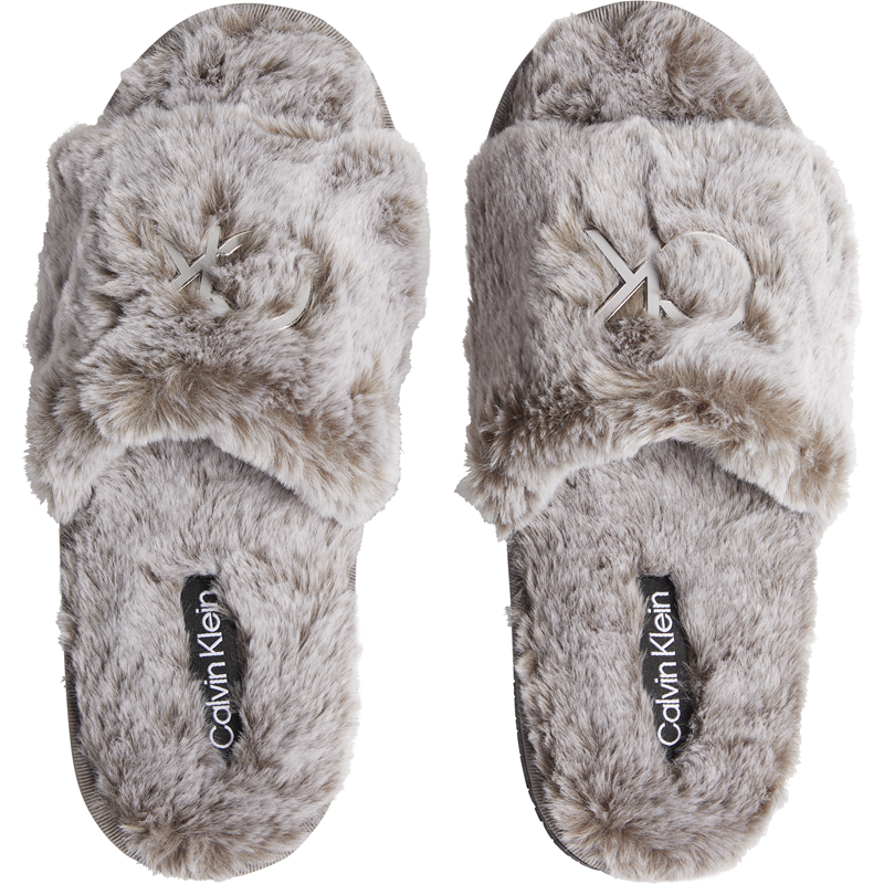 Calvin Klein Dame Slippers Sandals Fur Lysegrå 37 5